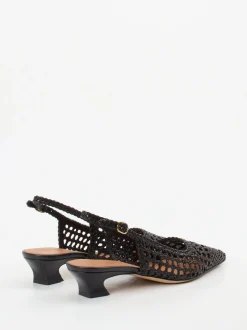 Andrea Puccini – Slingback-Pumps aus Flechtleder schwarz