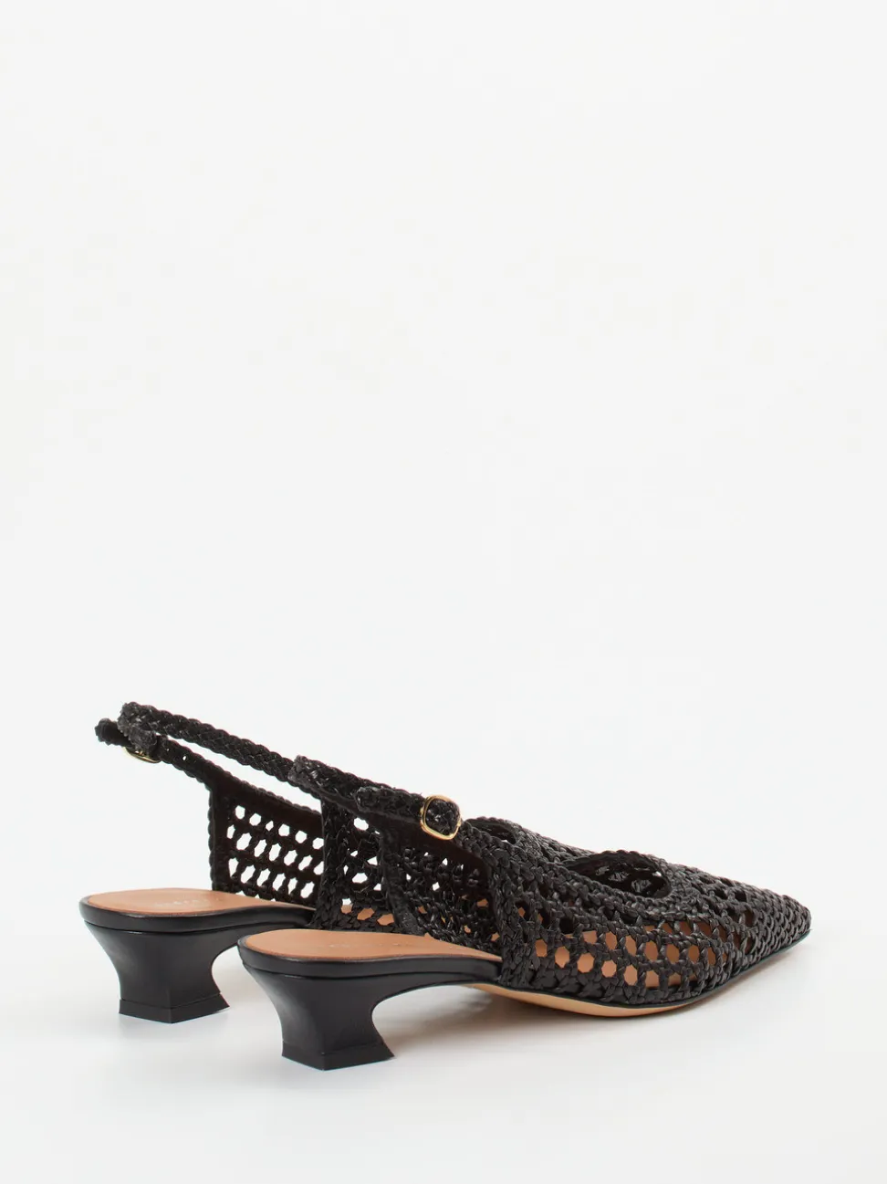 Andrea Puccini – Slingback-Pumps aus Flechtleder schwarz