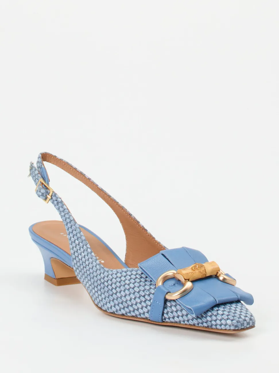 Andrea Puccini – Slingbacks aus Kalbleder geflochten hellblau