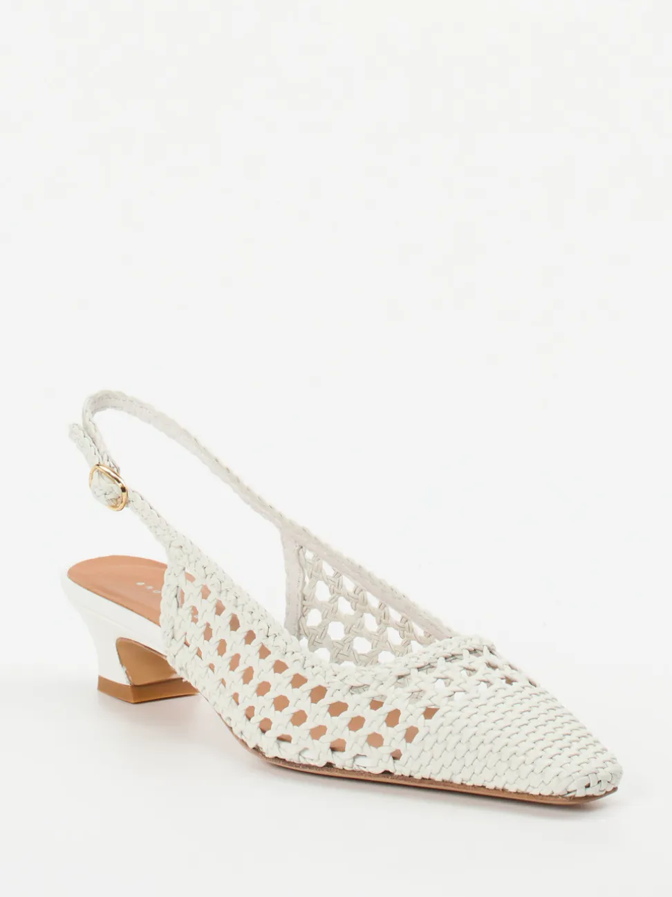 Andrea Puccini – Slingback-Pumps aus Flechtleder weiß