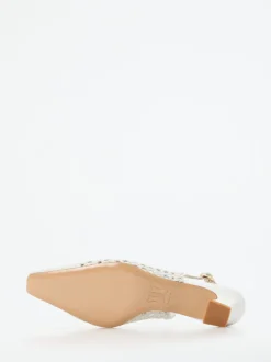 Andrea Puccini – Slingback-Pumps aus Flechtleder weiß