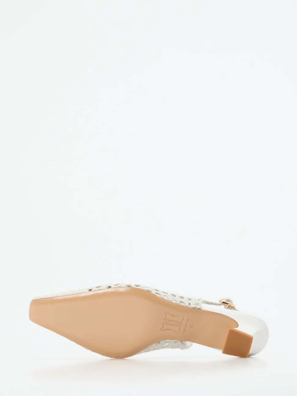 Andrea Puccini – Slingback-Pumps aus Flechtleder weiß