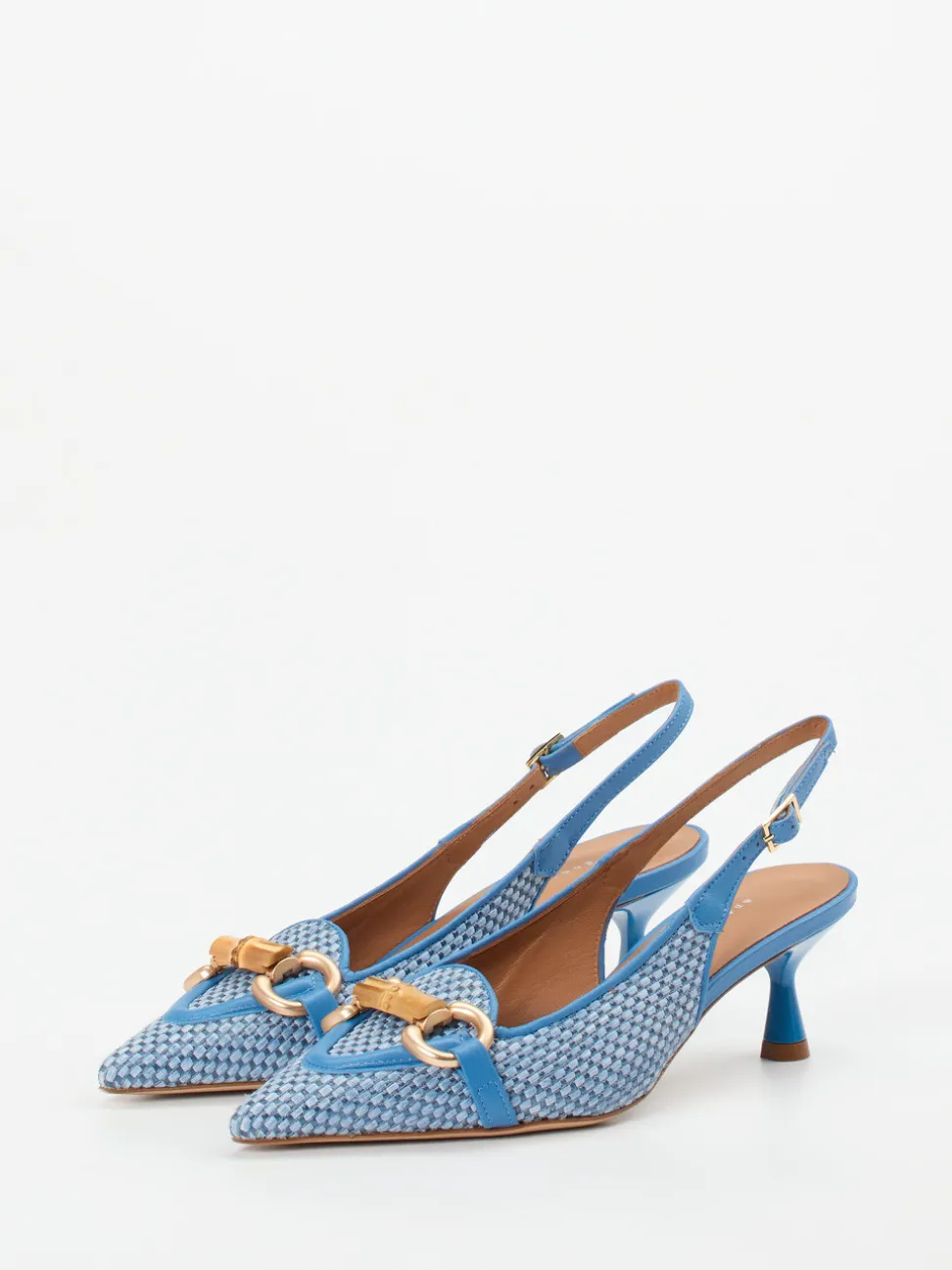 Andrea Puccini – Slingback-Pumps aus Bast in Blau