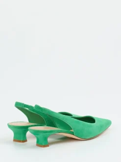 Andrea Puccini – Slingback-Pumps aus Veloursleder grün