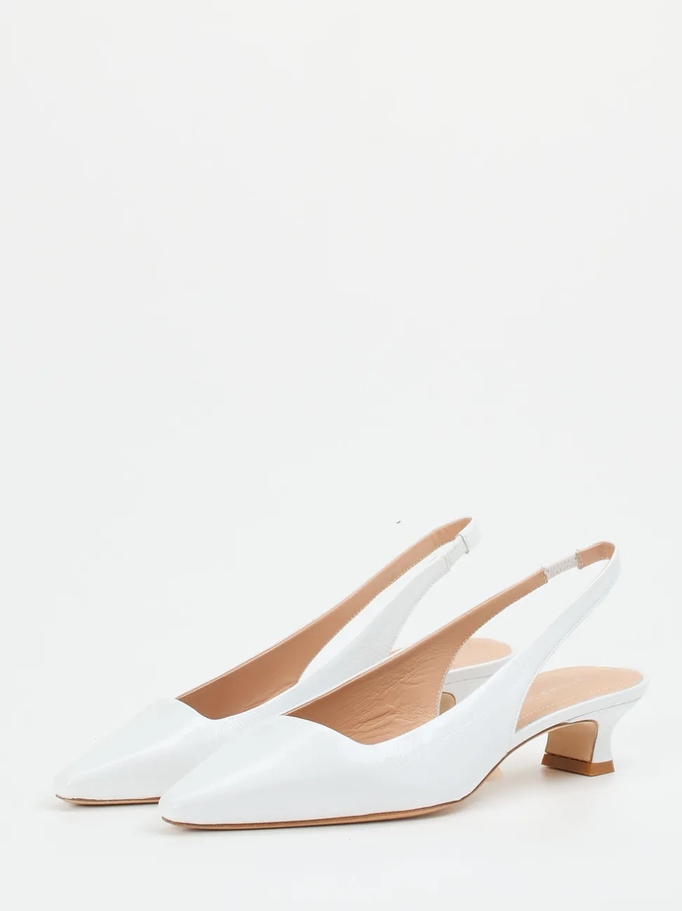 Andrea Puccini – Slingback-Pumps aus Lackleder Weiß