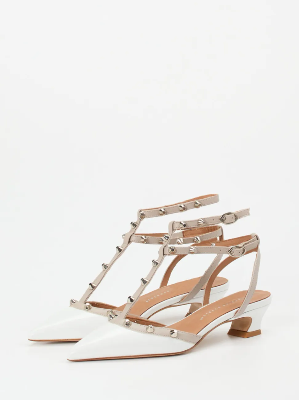 Andrea Puccini – Slingback-Pumps aus Lackleder weiß