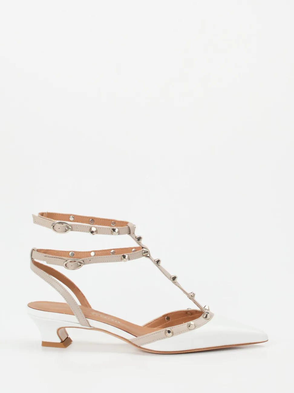 Andrea Puccini – Slingback-Pumps aus Lackleder weiß