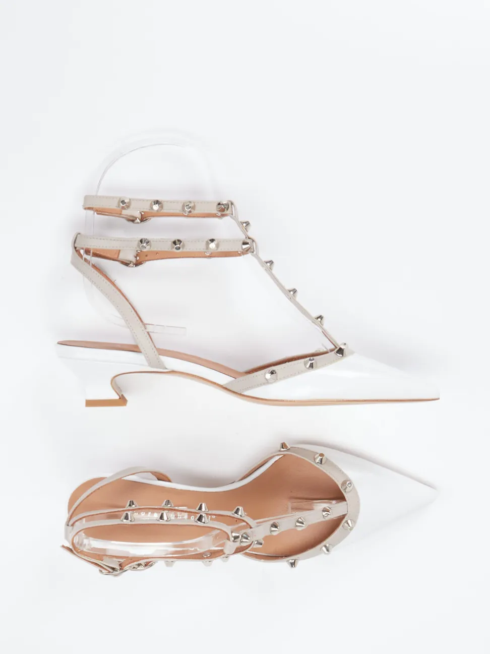 Andrea Puccini – Slingback-Pumps aus Lackleder weiß