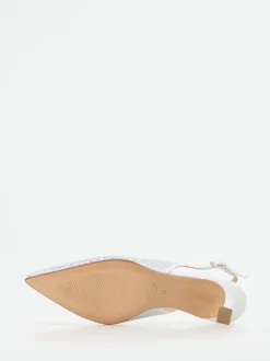 Andrea Puccini – Slingback-Pumps aus Metallicleder weiß
