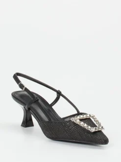 Andrea Puccini – Slingpumps aus Flechtleder schwarz