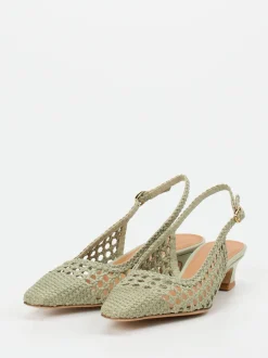 Andrea Puccini – Slingpumps aus Flechtleder Salbeigrün