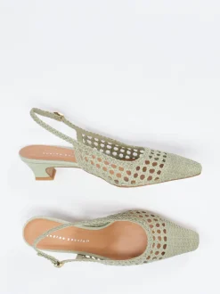 Andrea Puccini – Slingpumps aus Flechtleder Salbeigrün