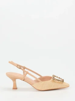 Andrea Puccini – Slingpumps aus Flechtleder beige