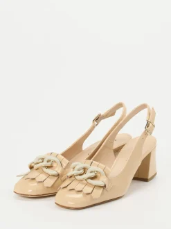 Andrea Puccini – Slingpumps aus Lackleder beige