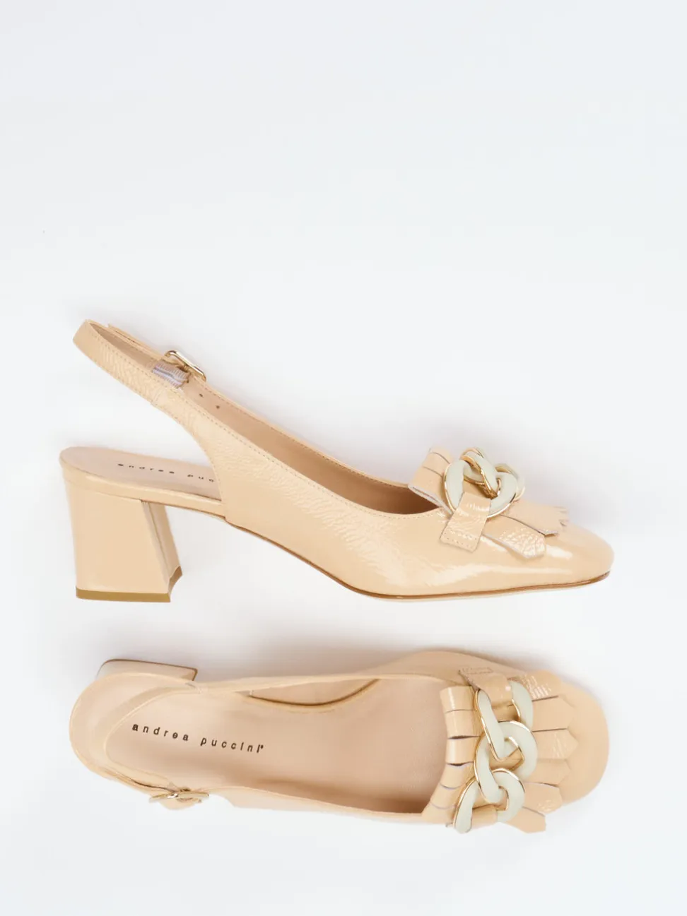 Andrea Puccini – Slingpumps aus Lackleder beige