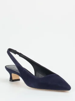 Andrea Puccini – Slingpumps aus Veloursleder Dunkelblau