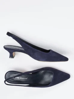 Andrea Puccini – Slingpumps aus Veloursleder Dunkelblau