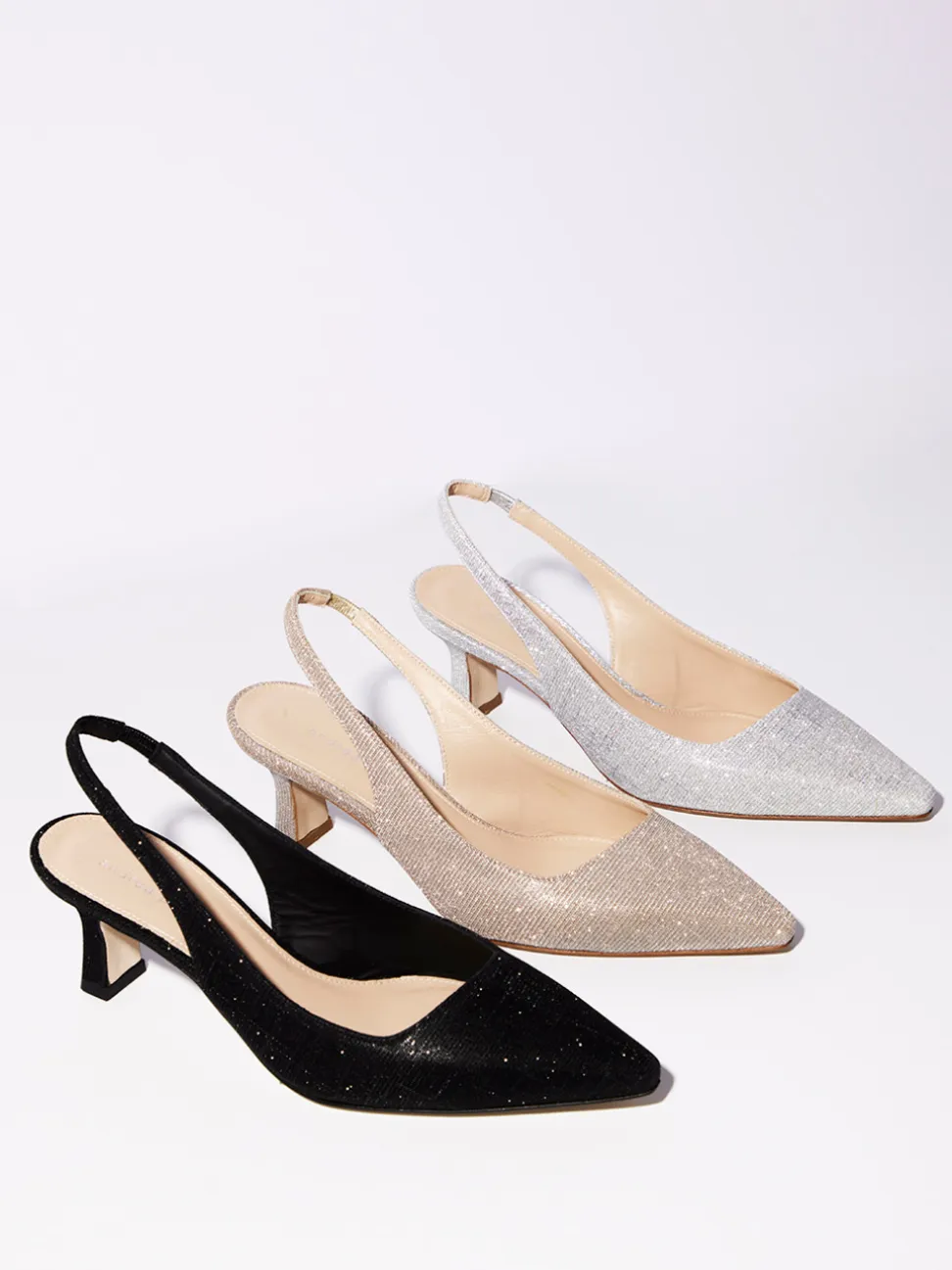 Andrea Puccini – Slingpumps aus Metallicleder champagner