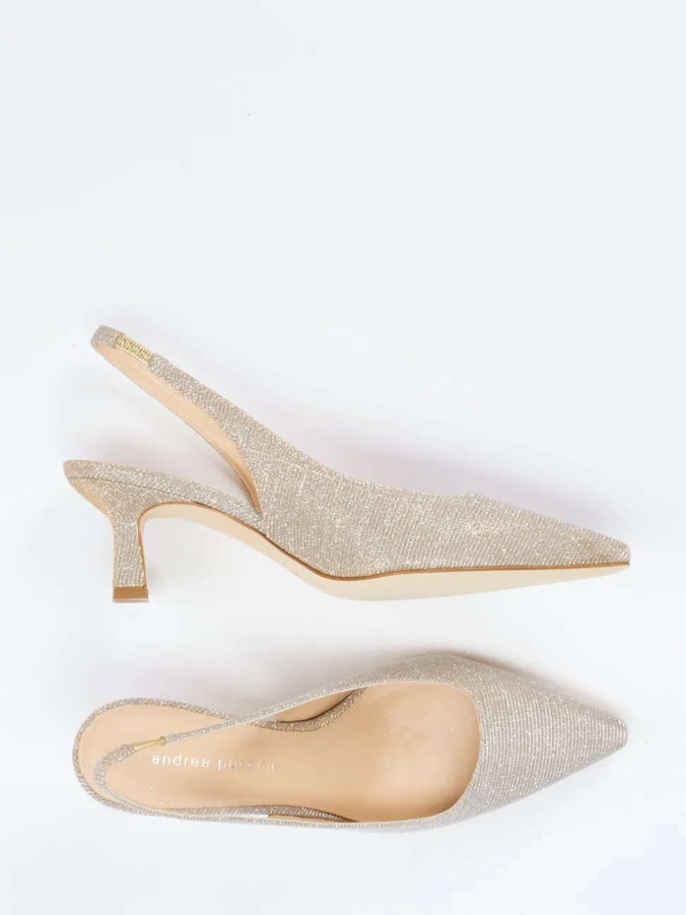 Andrea Puccini – Slingpumps aus Metallicleder champagner