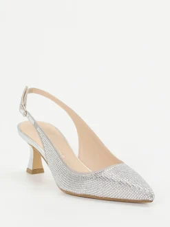 Andrea Puccini – Slingpumps aus Metallicleder silber
