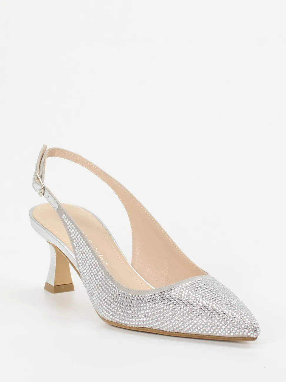Andrea Puccini – Slingpumps aus Metallicleder silber