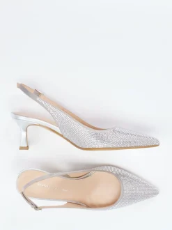 Andrea Puccini – Slingpumps aus Metallicleder silber