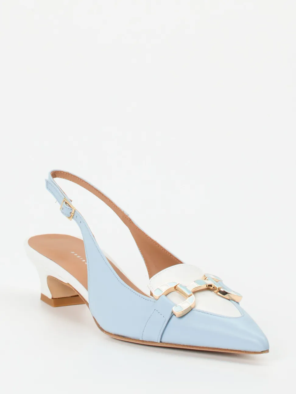Andrea Puccini – Slingpumps aus Lammleder Pastellblau
