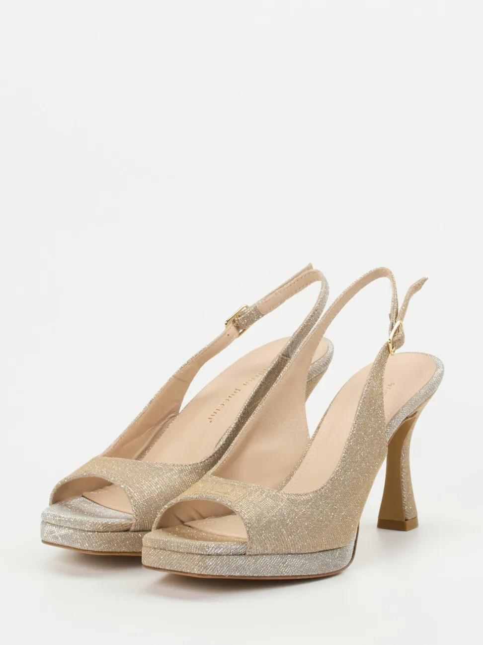 Andrea Puccini – Slingpumps aus Metallicleder Champagnergold