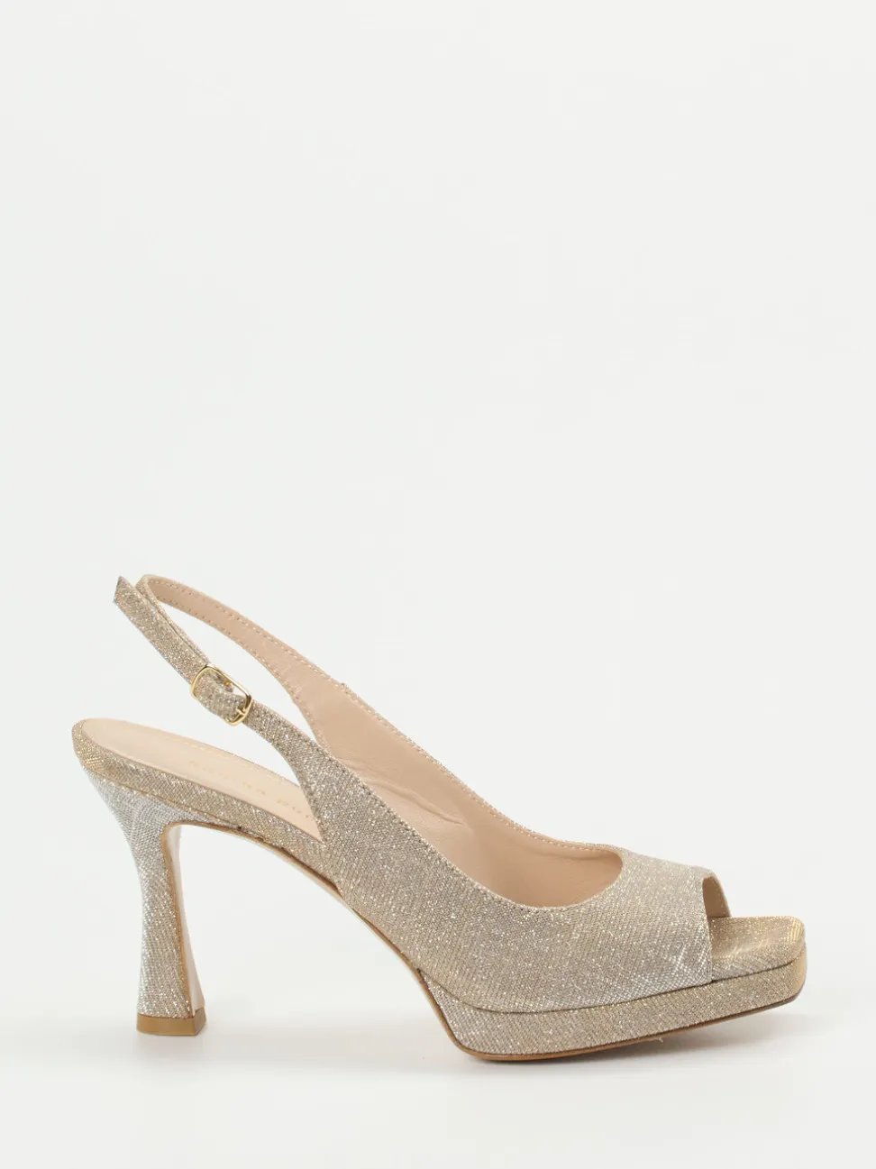 Andrea Puccini – Slingpumps aus Metallicleder Champagnergold