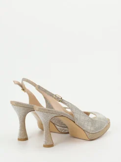 Andrea Puccini – Slingpumps aus Metallicleder Champagnergold