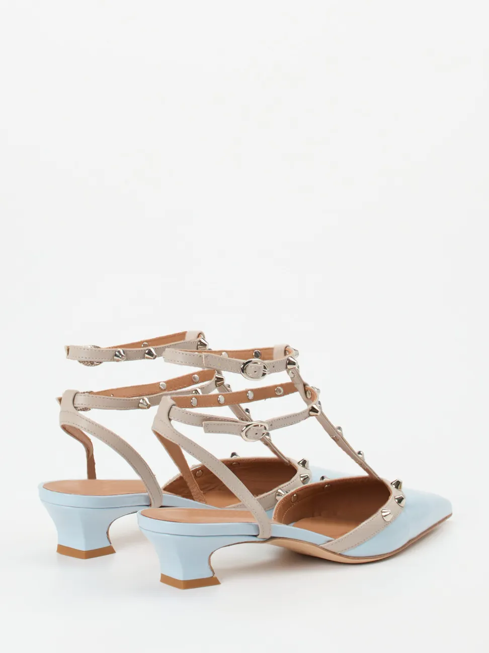 Andrea Puccini – Slingpumps aus Lackleder Hellblau