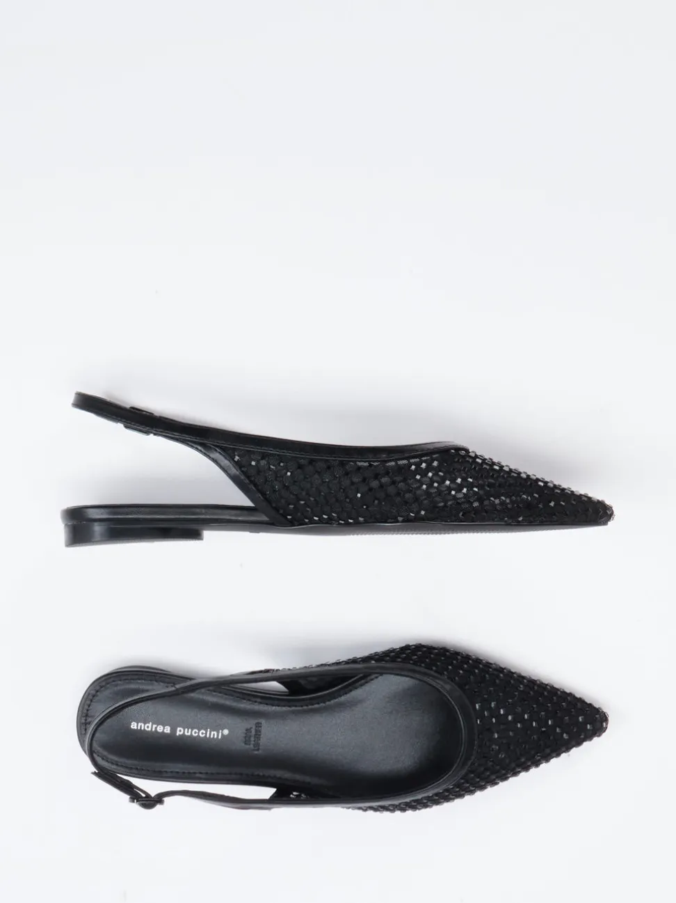 Andrea Puccini – Slingpumps aus Netzgewebe Schwarz