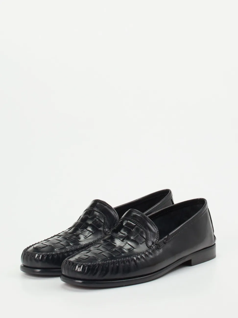 Andrea Puccini – Slipper aus Flechtleder schwarz