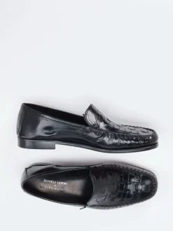 Andrea Puccini – Slipper aus Flechtleder schwarz