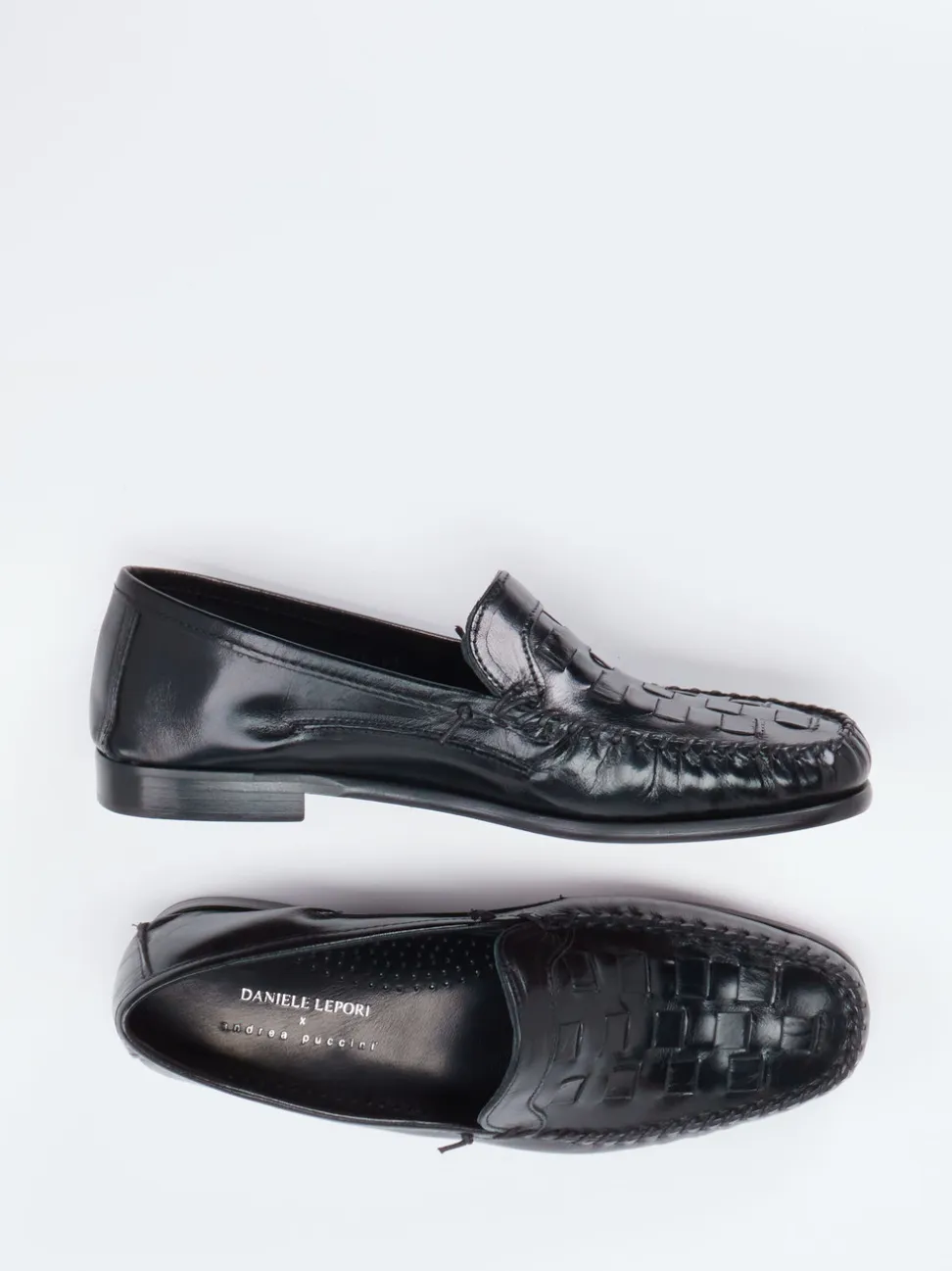 Andrea Puccini – Slipper aus Flechtleder schwarz