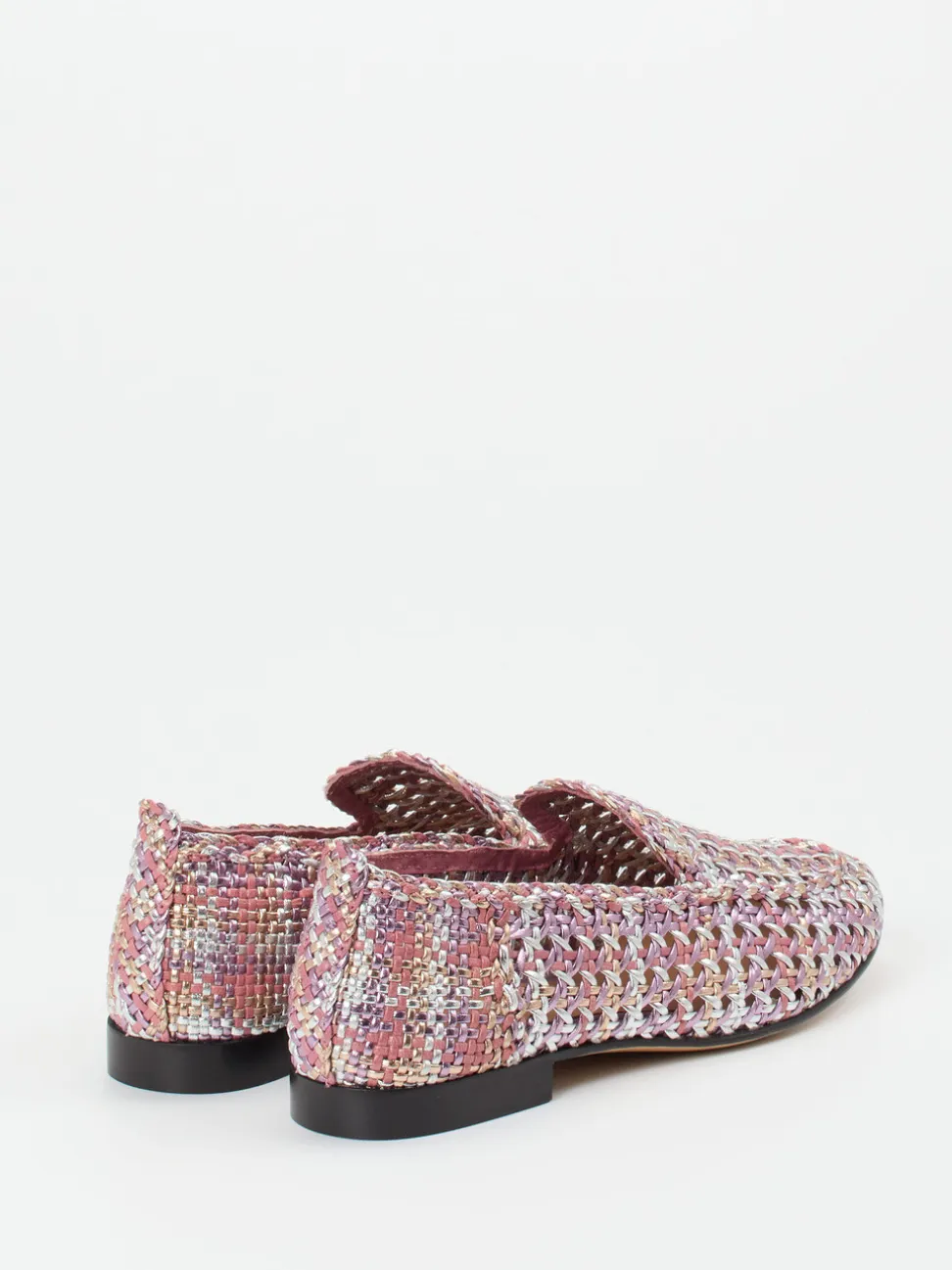 Andrea Puccini – Slipper aus Flechtleder in Rosé-Metallic