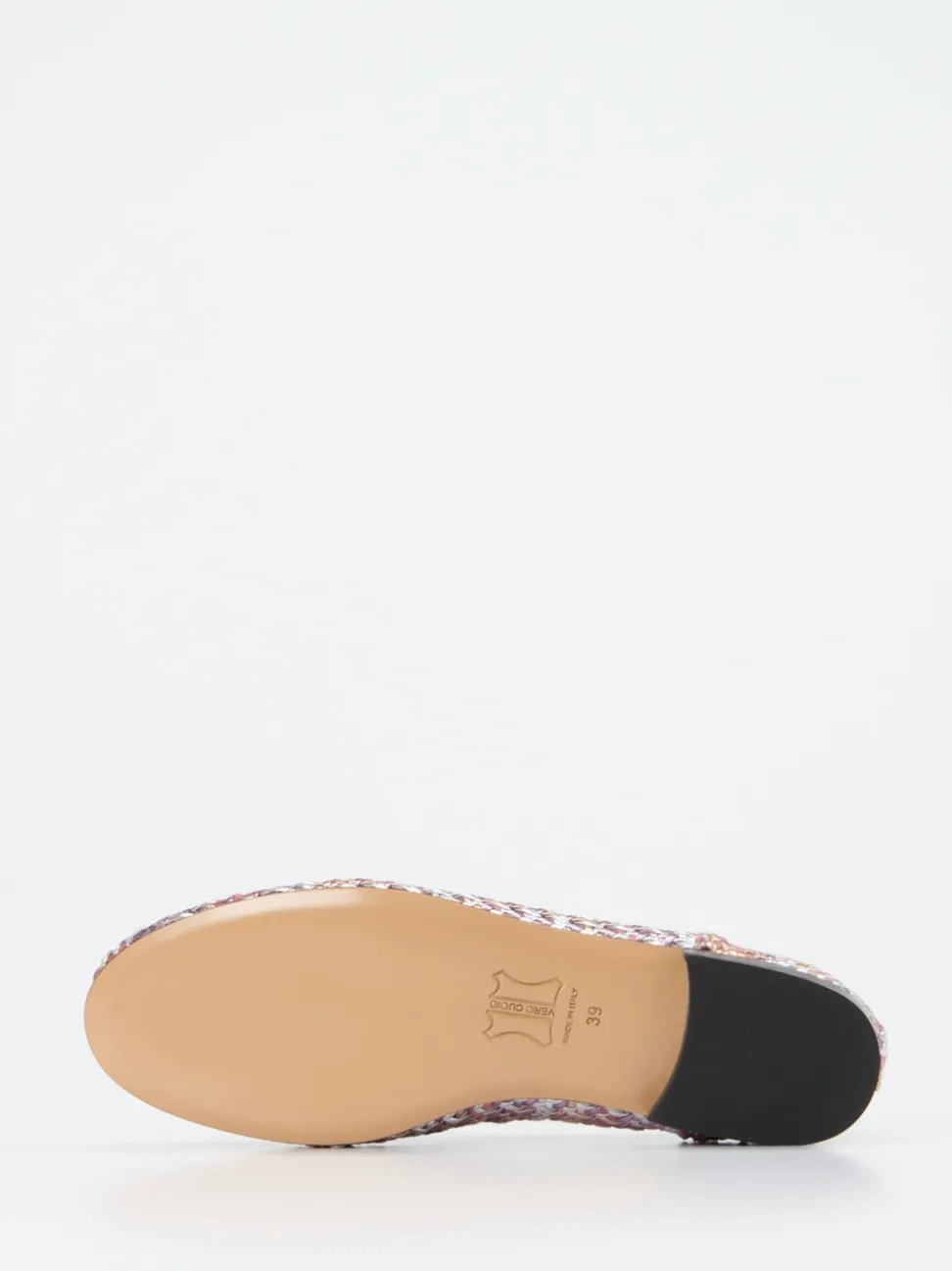 Andrea Puccini – Slipper aus Flechtleder in Rosé-Metallic