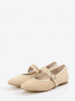 Andrea Puccini – Spangenpumps aus Veloursleder beige