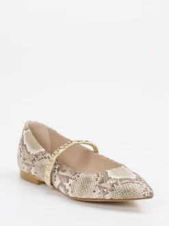 Andrea Puccini – Spangenpumps aus geprägtem Leder Beige