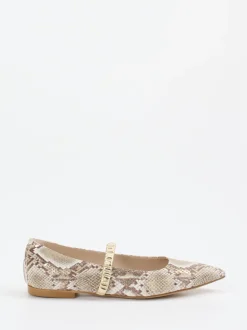 Andrea Puccini – Spangenpumps aus geprägtem Leder Beige