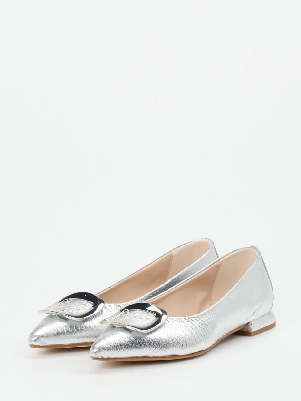 Andrea Puccini – Spitzballerinas aus Metallicleder silber