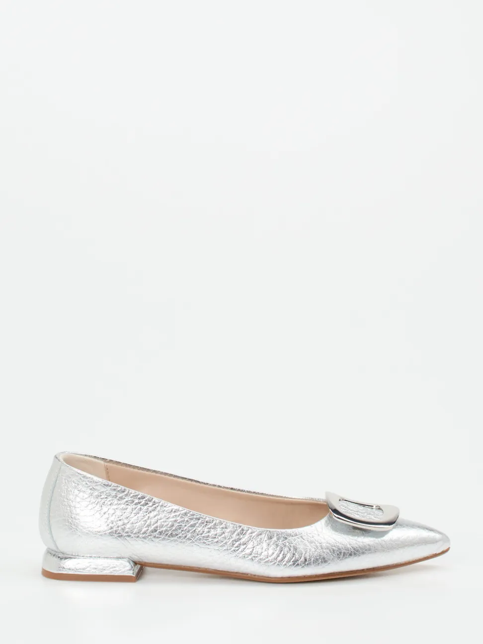 Andrea Puccini – Spitzballerinas aus Metallicleder silber