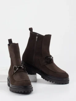 Andrea Puccini – Stiefeletten aus Veloursleder braun
