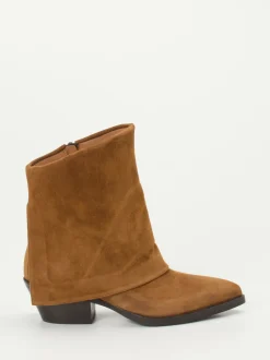 Andrea Puccini – Stiefeletten aus Veloursleder Cognacbraun