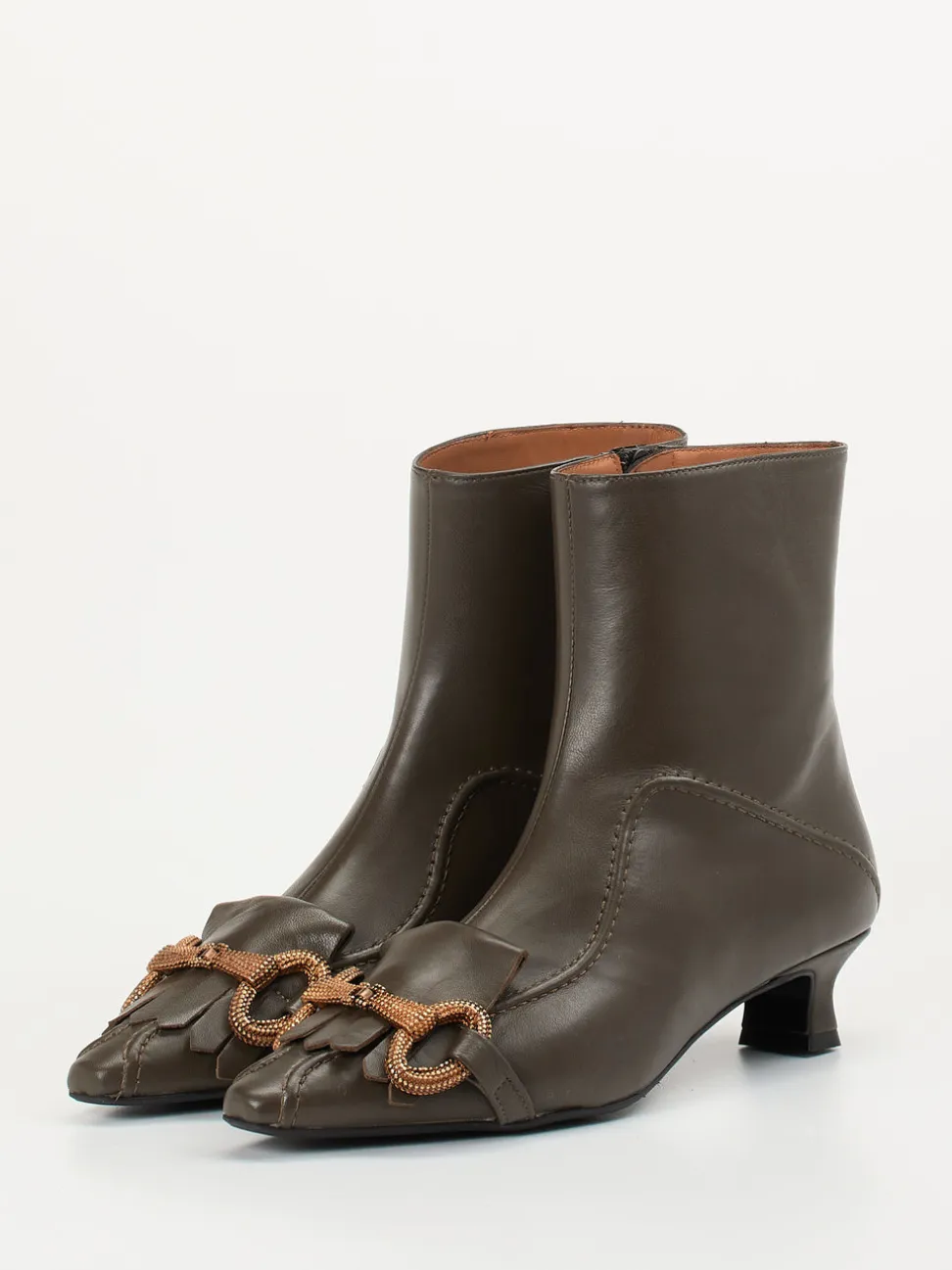 Andrea Puccini – Stiefeletten aus Lammleder olivgrün