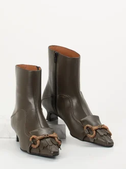 Andrea Puccini – Stiefeletten aus Lammleder olivgrün