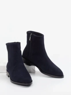Andrea Puccini – Stiefelette aus Veloursleder dunkelblau