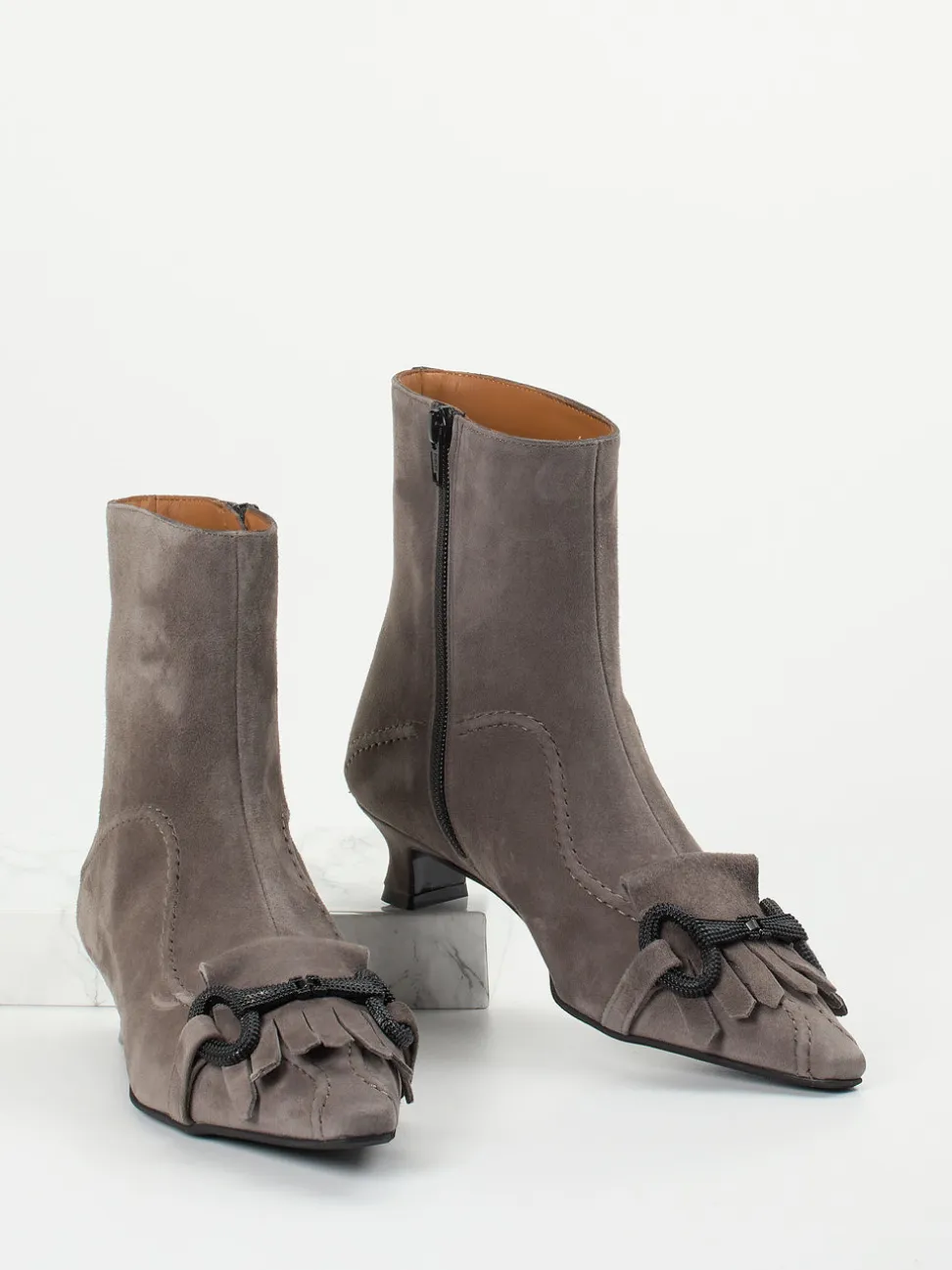 Andrea Puccini – Stiefelette aus Veloursleder taupegrau