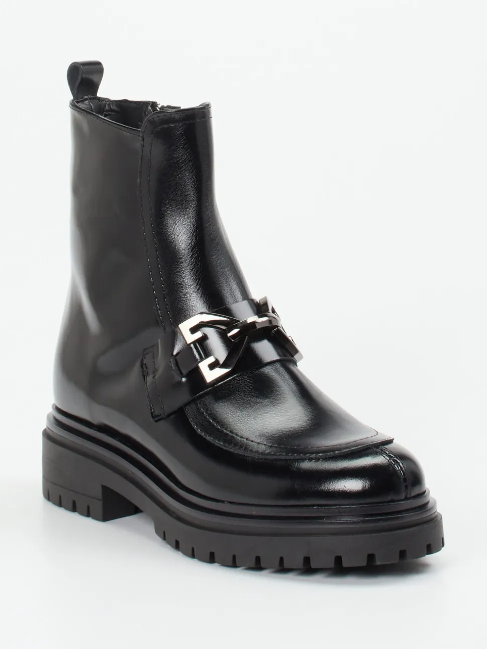 Andrea Puccini – Stiefelette aus Hochglanzleder schwarz