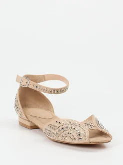 Andrea Puccini – Zehensandalen aus Textil mit Strass